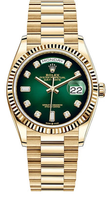 Rolex Day-Date 36 President Yellow Gold Green Ombre Diamond Dial 128238