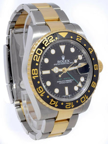 Rolex GMT-Master II 18k YG & Steel Black Ceramic Mens 40mm Watch Scramble 116713