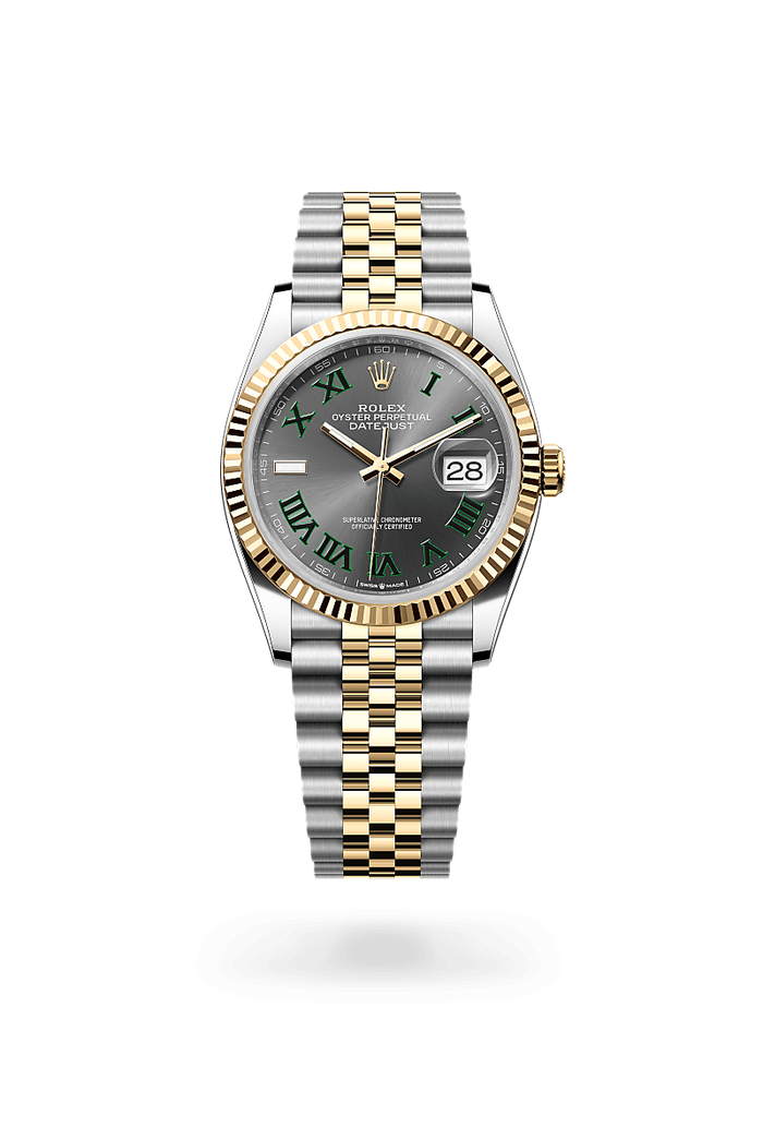 Rolex Datejust 36 – "Wimbledon" Slate Dial – Two-Tone Yellow Gold & Steel – Fluted Bezel – Jubilee Bracelet  Reference: 126233