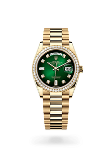 Rolex Day-Date 36 President Yellow Gold Green Ombre Diamond Dial 128238