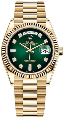 Rolex Day-Date 36 President Yellow Gold Green Ombre Diamond Dial 128238