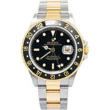 Rolex GMT-Master II 18k YG & Steel Black Ceramic Mens 40mm Watch Scramble 116713