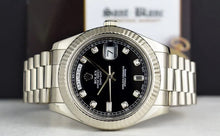 Rolex Day-Date II President White Gold 41mm Black Diamond Fluted Bezel 218239